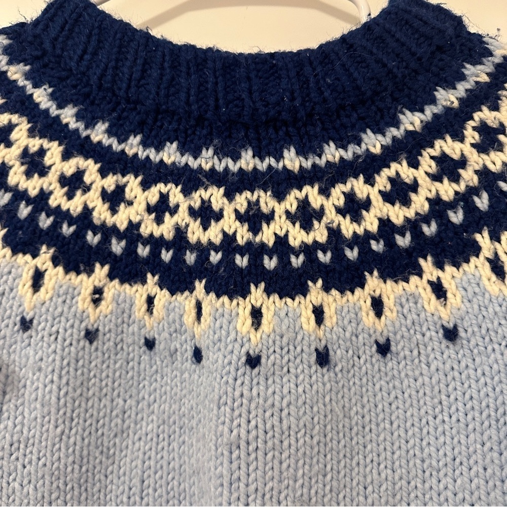 Vintage Hand Knit Blue Fair Isle Sweater Approx Size XS/ S - see measurements - Picture 5 of 9